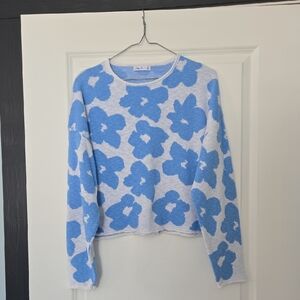 Floral Crewneck Cropped Sweater